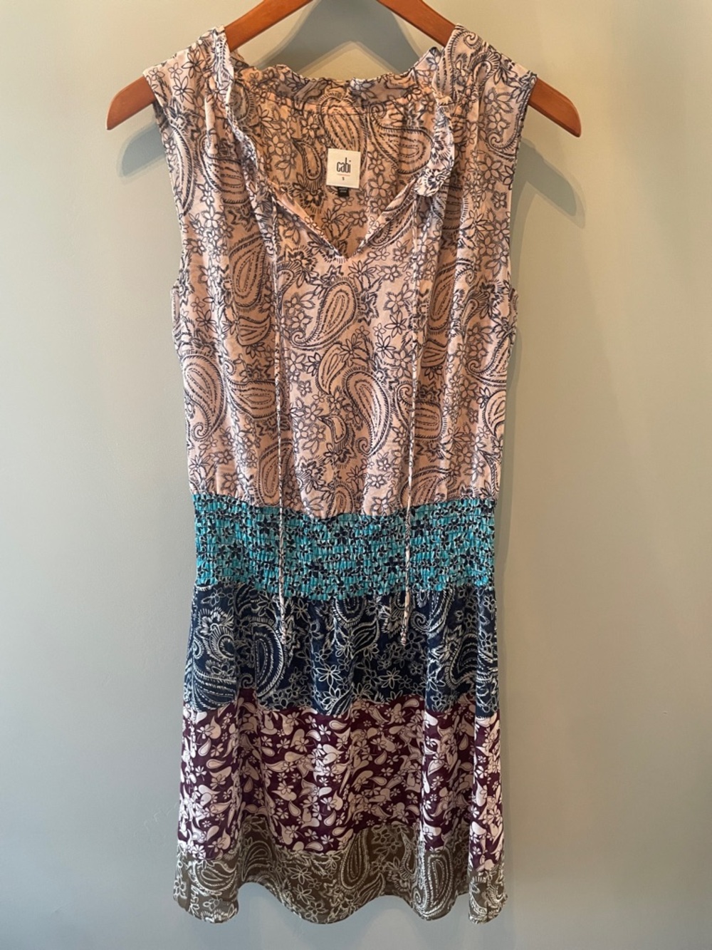 CAbi Dani Paisley Patchwork Sleeveless dress‎ Size Small